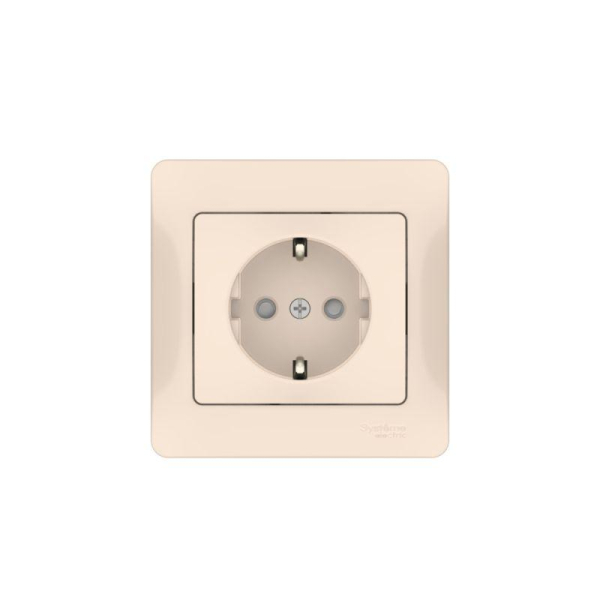 Розетка Glossa 16А с заземл. защ. шторки быстрозажим. клем. в сборе беж. SE GSL000244S