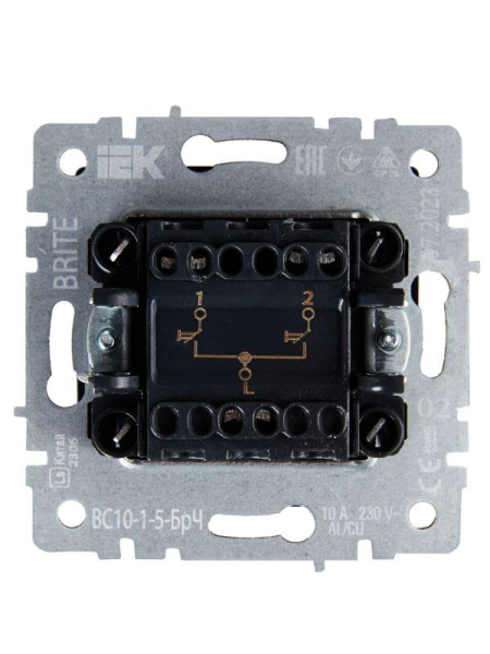 Выключатель жалюзи СП BRITE ВС10-1-5-БрЧ 10А механизм черн. IEK BR-V15-0-10-K02