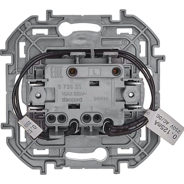 Выключатель 2-кл. Inspiria 10А IP20 250В 10AX с подсветкой/индикацией механизм антрацит IEK 673633
