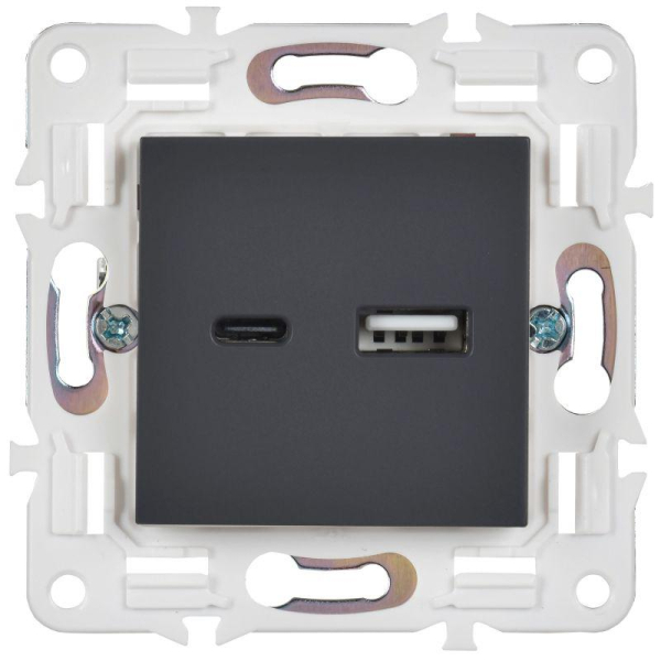 Розетка USB A+C 18Вт SKANDY SK-R13T титан IEK SK-U22-018-K48
