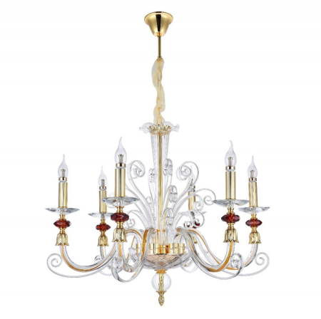 Подвесная люстра Crystal Lux CATARINA SP6 GOLD/TRANSPARENT-COGNAC
