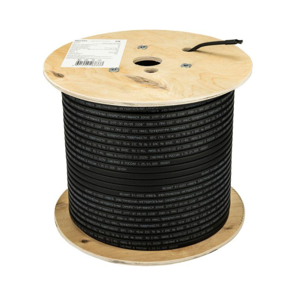 Кабель греющий саморегулирующийся 30КНС 2ЛТГ-ЭЛ-65/85, экранированный, взрывозащищенный, Ex, UV, 30Вт/м, 1,0мм2/60м, бухта 200м REXANT
