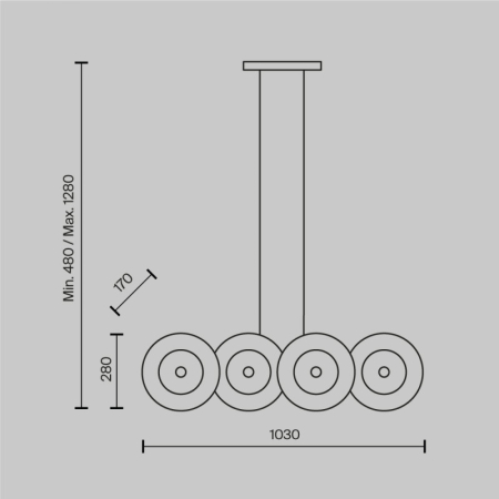 Люстра на штанге Maytoni MOD007PL-08G1