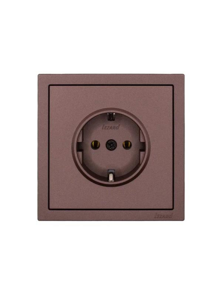 Розетка 1-мест. с/з ПБТ СП ZIMA IP20 16А безвинт. зажим шоколад LEZARD 704-7388-122BQC