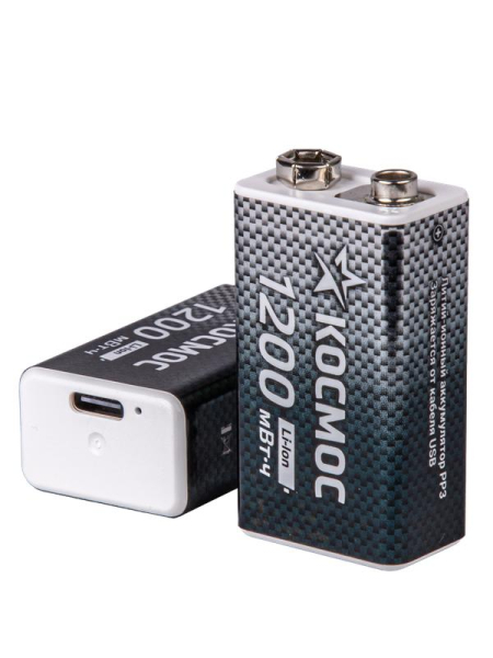 Аккумулятор крона Li-ion 9В 1200мАч (уп.2шт) КОСМОС KOCLi9V1200mAh2B