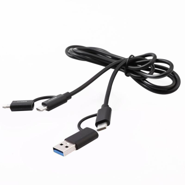 Кабель 4 в 1 USB/Type C-Type C/Lightning 5А 60Вт 1.2м З+ПД коробка черн. Ergolux 15248