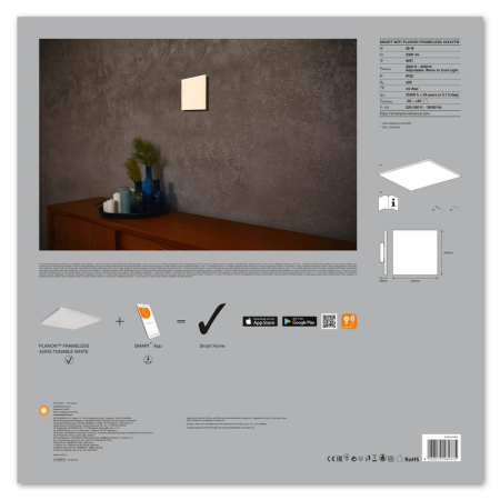 Светильник светодиодный SMART WIFI PLANON FRAMELESS 45X45TW LEDVANCE 4058075484375