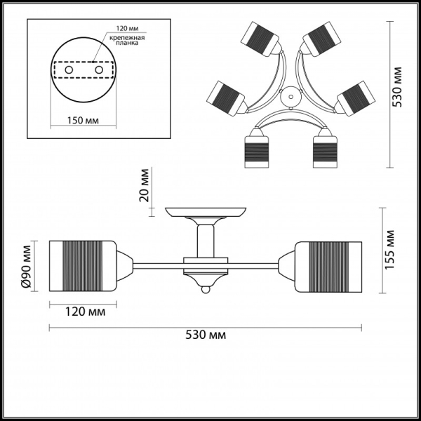 Накладная люстра LUMION 3030/6C