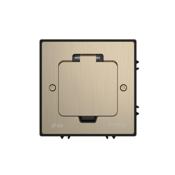 Лючок MultiDesk MDK21 с розеткой 2P+E 16А 250В IP44 с монтажной коробкой для бетонных полов никель SE MDK21202NC