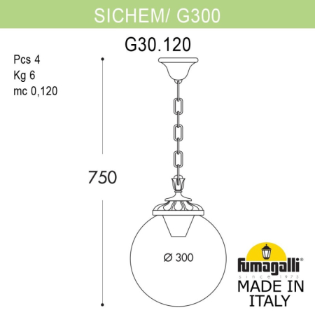 Подвесной уличный светильник Fumagalli G30.120.000.WYF1R