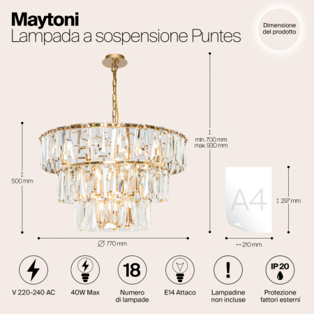 Каскадная люстра Maytoni MOD043PL-18G