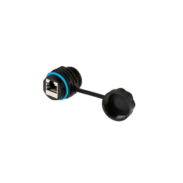 Индустриальный соединительный модуль, RJ-45(8P8C), FTP, CAT 6, IP68 с защитным колпачком для кабеля REXANT