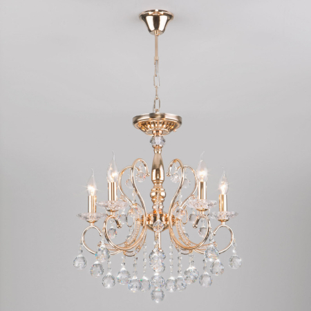 Подвесная люстра Eurosvet 10096/5 золото/прозрачный хрусталь Strotskis