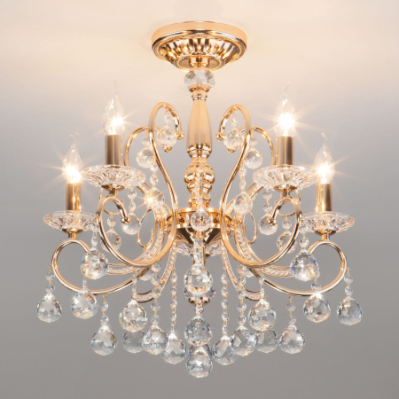 Подвесная люстра Eurosvet 10096/5 золото/прозрачный хрусталь Strotskis