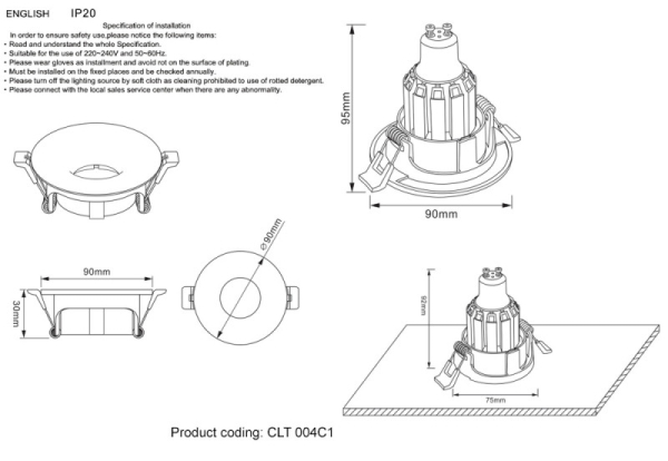 Встраиваемый светильник Crystal Lux CLT 004C1 BL