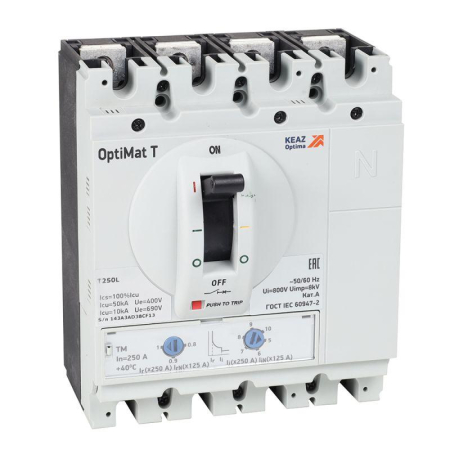 Выключатель автоматический 4п 250А OptiMat T250L TM КЭАЗ 355757