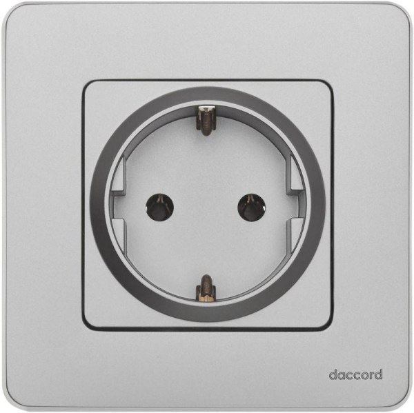 Розетка 1-м СП Inspiria 16А IP20 250В 2P+E немецк. стандарт механизм алюм. IEK 673722