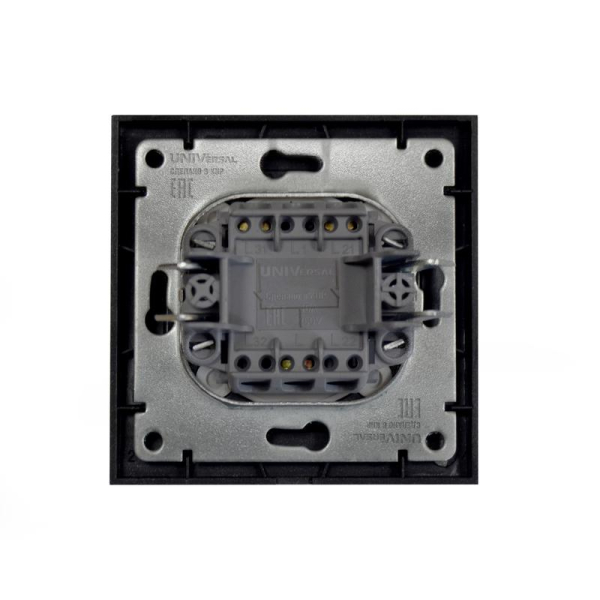 Переключатель проходной 1-кл. СП Бриллиант 10А IP20 с подсветкой в сборе графит Universal 7947380