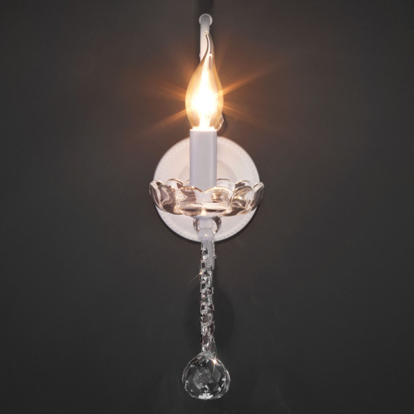 Бра Eurosvet 10107/1 глянцевый белый/прозрачный хрусталь Strots