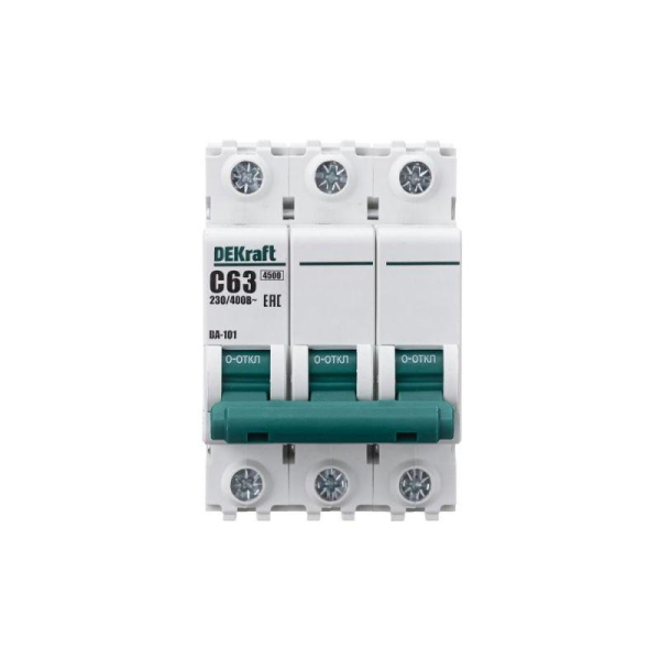 Выключатель автоматический модульный 3п C 63А 4.5кА ВА-101 DEKraft 11084DEK