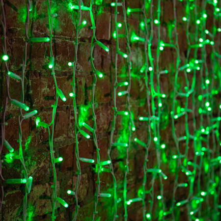 Гирлянда светодиодная Занавес 2х1,5м 360 LED ЗЕЛЕНЫЙ белый КАУЧУК IP67 постоянное свечение 230В блок в комплекте NEON-NIGHT