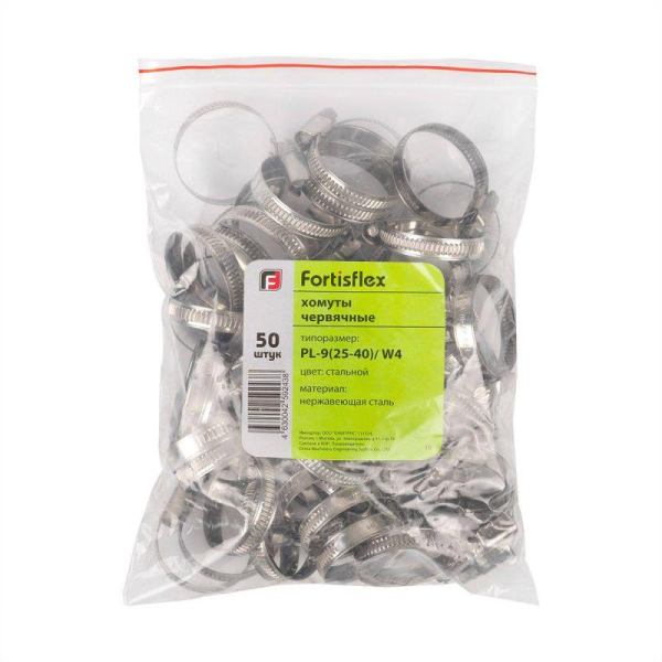 Хомут червячный PL-9 (70-90)/W4 (уп.50шт) Fortisflex 79977