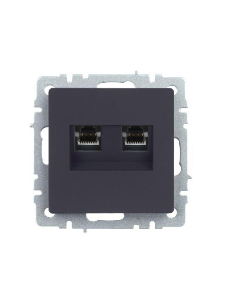 Розетка компьютерная 2-м СП BRITE RJ45 кат.5E РК10-2-БрГ механизм графит IEK BR-K20-1-K53