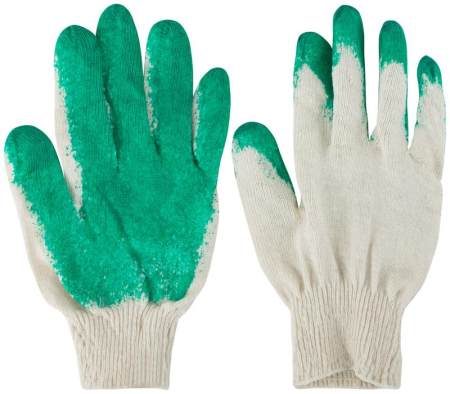 Перчатки вязаные с резиновой заливкой наладонника х/б 12470