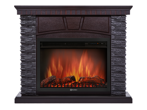 Портал Firelight Porto 25 камень черный, шпон венге