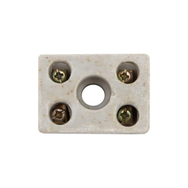 Клемма керамическая винтовая КВ 4 мм² 2 пары контактов с крепежным отверстием (100 шт./уп.) REXANT