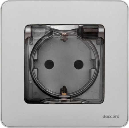 Розетка 1-м СП Inspiria 16А IP44 250В 2P+E защ. шторки с крышкой немецк. стандарт механизм алюм. IEK 673742