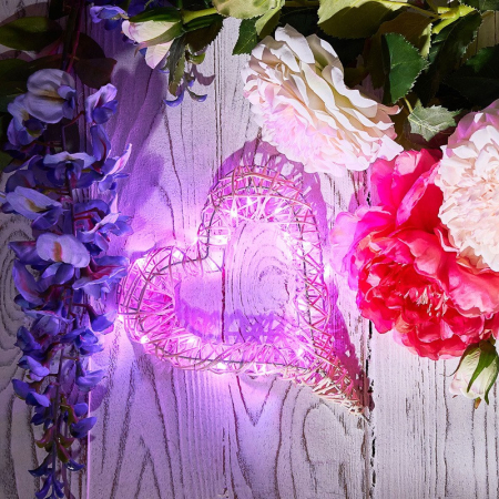 Гирлянда светодиодная Роса 2м, 20LED, РОЗОВЫЙ, IP20, тонкий батарейный блок, 2хCR2032 в комплекте NEON-NIGHT