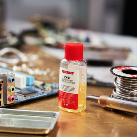 Флюс для пайки, СКФ (спирто-канифольный), 30мл, флакон REXANT
