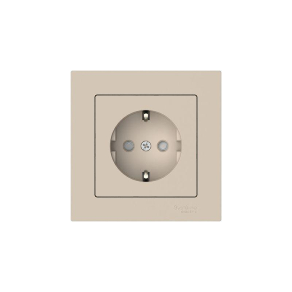 Розетка AtlasDesign 16А с заземл. защ. шторки быстрозажим. клем. в сборе песочн. SE ATN001244S