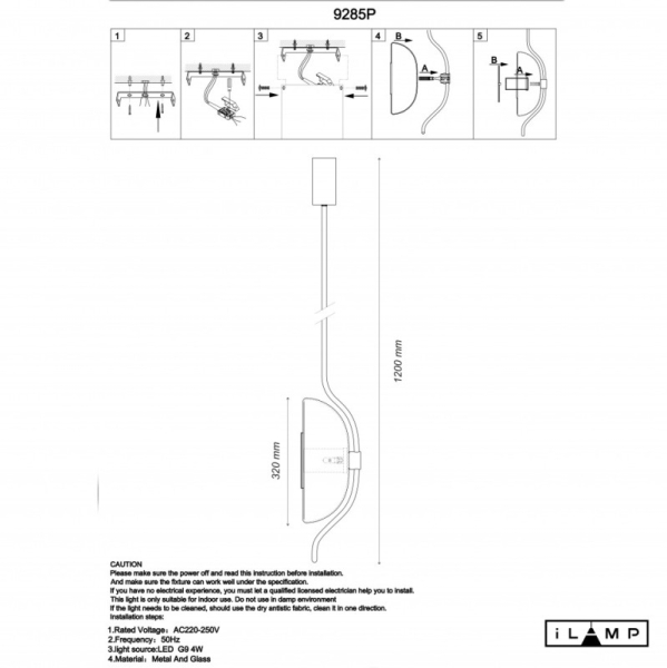 Подвесной светильник iLamp 9285P GL SM