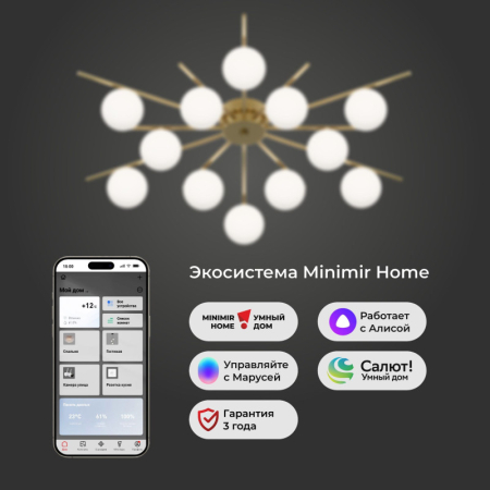 Накладная люстра Eurosvet 302001/12 латунь Smart