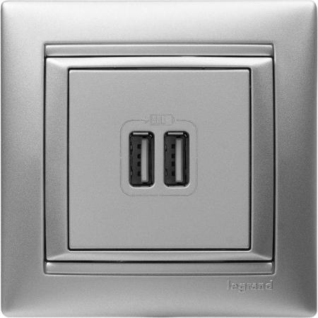 Розетка USB 2-м СП Valena алюм. IEK 770270