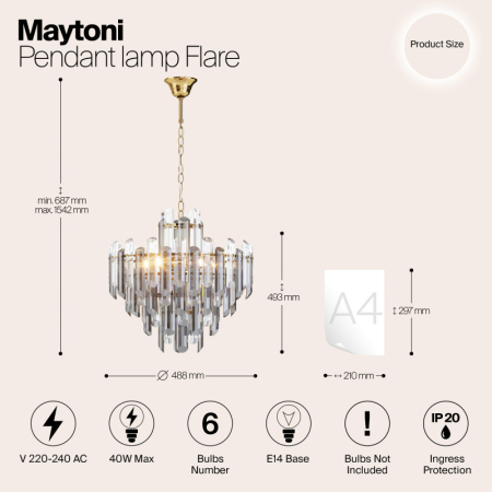 Каскадная люстра Maytoni DIA200PL-06G