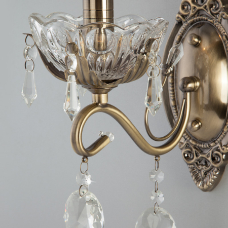 Бра Eurosvet 10103/1 античная бронза/прозрачный хрусталь Strotskis