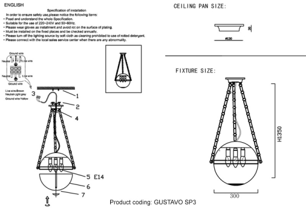 Подвесной светильник Crystal Lux GUSTAVO SP3 CHROME