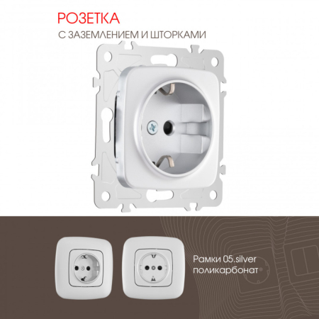 Розетка Arte Milano 205.40-1.silver