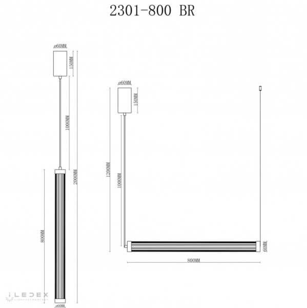 Подвесной светильник iLedex 2301-800 BR