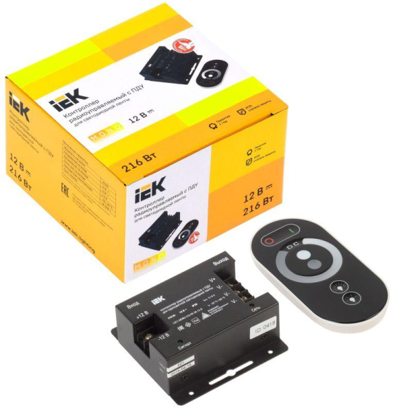 Контроллер с ПДУ радио MONO PRO 5050 3 канала 12В 6А 216Вт черн. IEK LSC1-MONO-216-RF-20-12-B