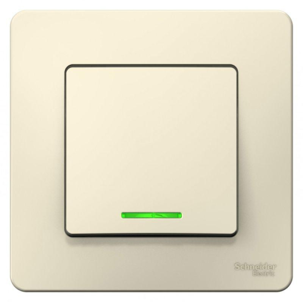 Выключатель 1-кл. СП Blanca 10А IP20 (сх. 1) 250В с подсветкой молочн. SE BLNVS010112