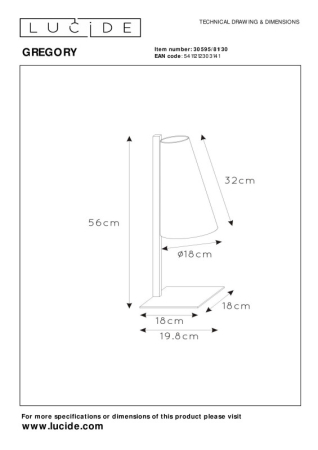 Настольная лампа LUCIDE 30595/81/30