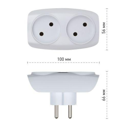 Разветвитель 2-м без заземл. 16А IP20 SP-2-W бел. Эра C0045520