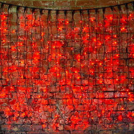 Гирлянда светодиодная Занавес 2х1,5м 360 LED КРАСНЫЙ черный КАУЧУК IP67 постоянное свечение 230В блок в комплекте NEON-NIGHT