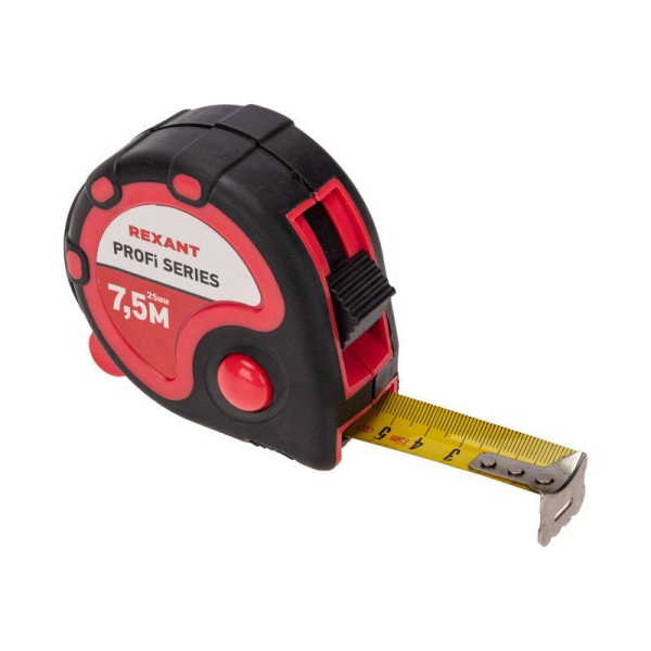Рулетка измерительная Профи прорезиненный корпус, 7,5м х 25мм REXANT