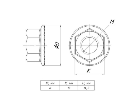Гайка с фланцем М6 EKF gflm6