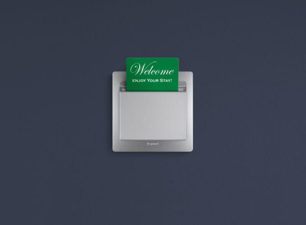 Выключатель карточный 1-кл. СП Etika 2А IP20 с выдержкой времени и подсветкой для гостиничных номеров механизм алюм. IEK 672493